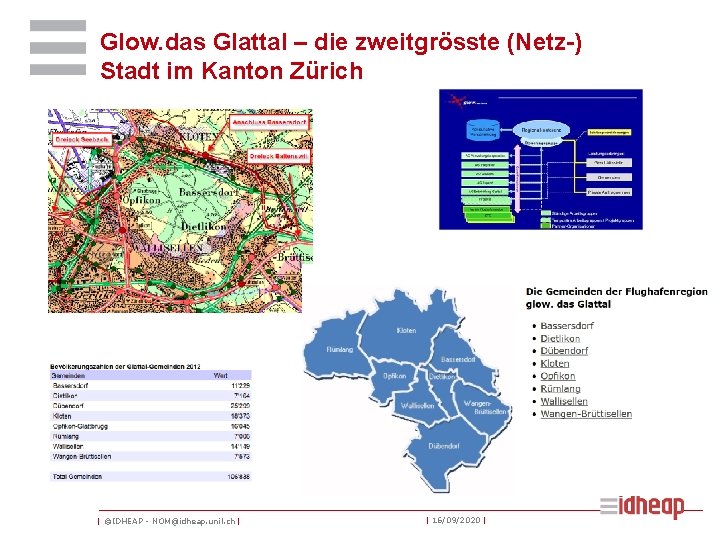 Glow. das Glattal – die zweitgrösste (Netz-) Stadt im Kanton Zürich | ©IDHEAP -