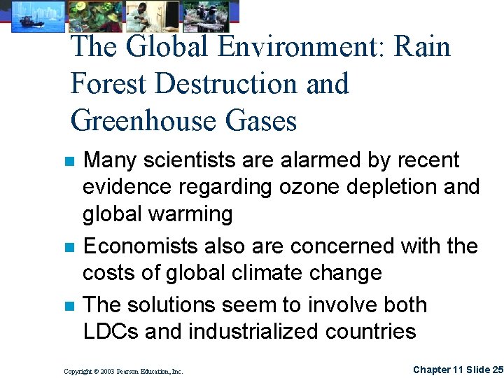 The Global Environment: Rain Forest Destruction and Greenhouse Gases n n n Many scientists