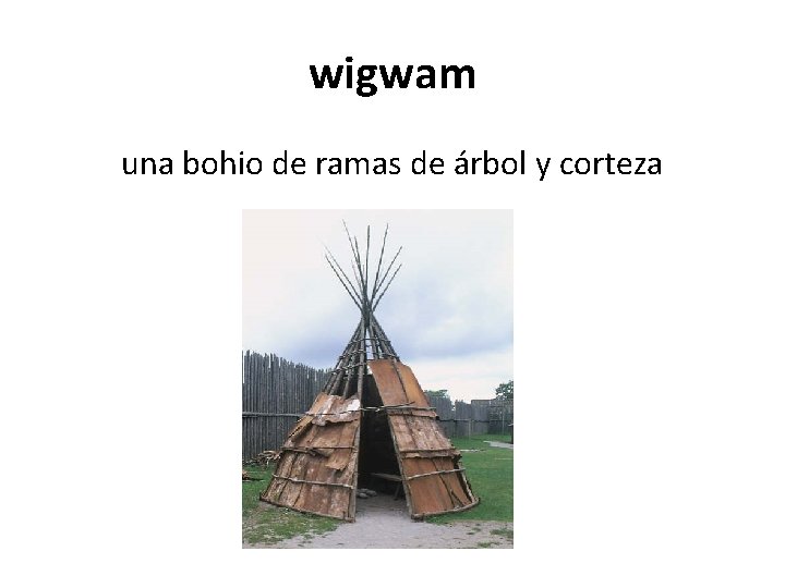 wigwam una bohio de ramas de árbol y corteza 