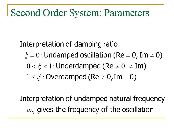 Second Order System: Parameters 