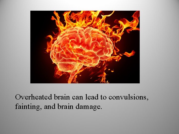 Overheated brain can lead to convulsions, fainting, and brain damage. 