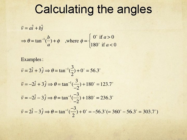 Calculating the angles 