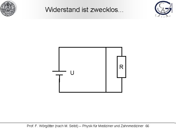 Widerstand ist zwecklos. . . U R Prof. F. Wörgötter (nach M. Seibt) --