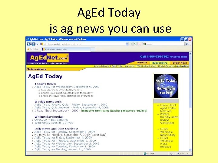 Ag. Ed Today is ag news you can use 