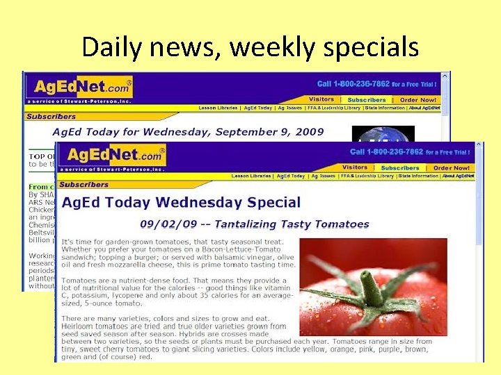 Daily news, weekly specials 