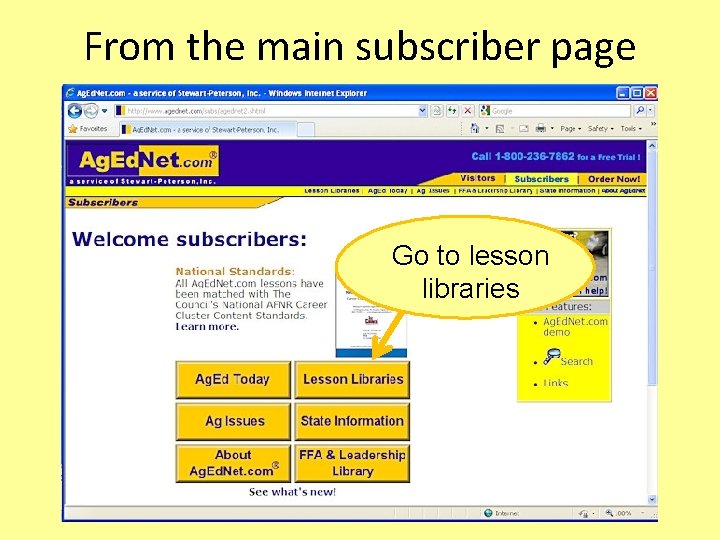 From the main subscriber page Go to lesson libraries 