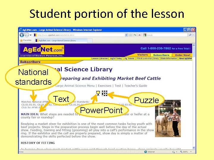 Student portion of the lesson National standards Text Puzzle Power. Point 