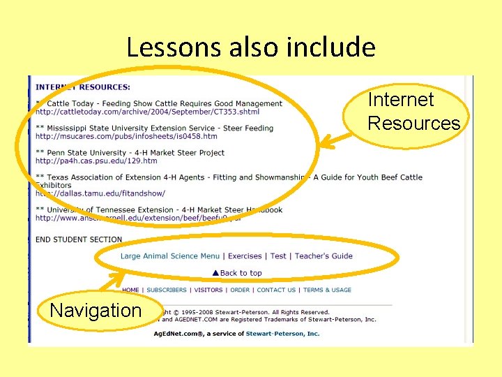 Lessons also include Internet Resources Navigation 