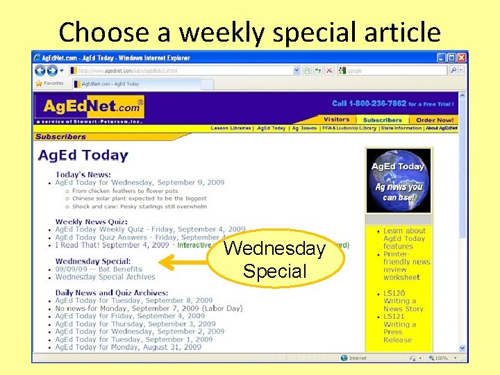 Choose a weekly special article Wednesday Special 