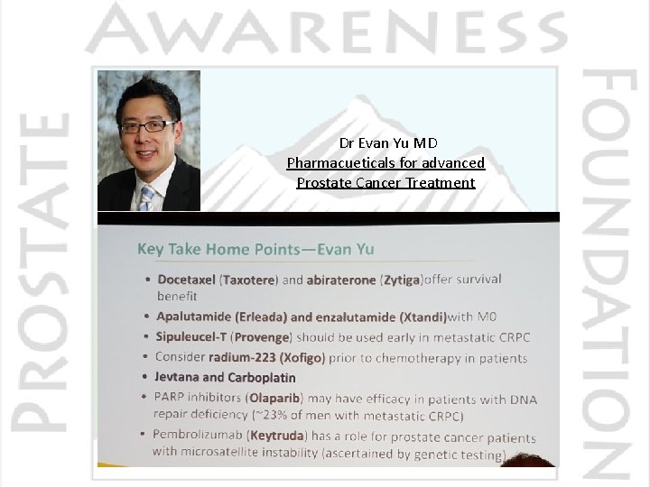 Dr Evan Yu MD Pharmacueticals for advanced Prostate Cancer Treatment 