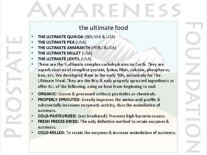 the ultimate food • • • THE ULTIMATE QUINOA (BOLIVIA & USA) THE ULTIMATE