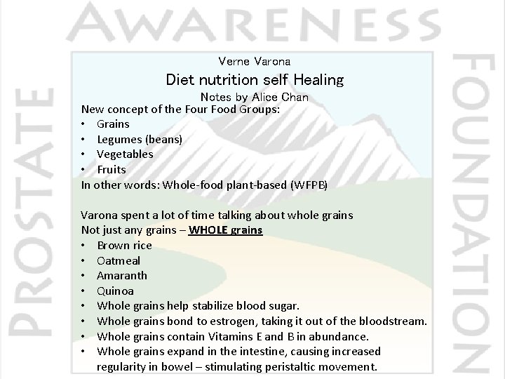 Verne Varona Diet nutrition self Healing Notes by Alice Chan New concept of the