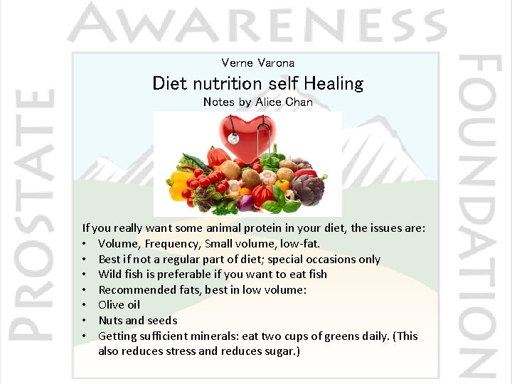 Verne Varona Diet nutrition self Healing Notes by Alice Chan If you really want