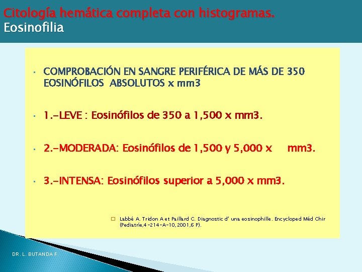 Citología hemática completa con histogramas. Eosinofilia • COMPROBACIÓN EN SANGRE PERIFÉRICA DE MÁS DE Citología hemática completa con histogramas. Eosinofilia • COMPROBACIÓN EN SANGRE PERIFÉRICA DE MÁS DE