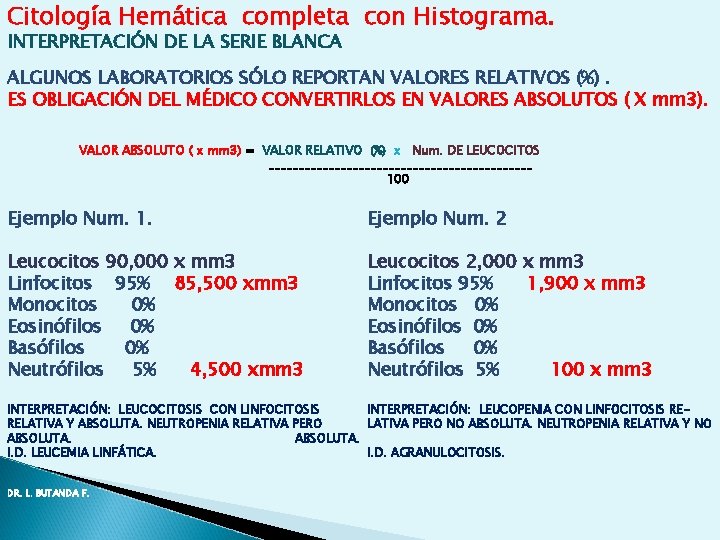 Citología Hemática completa con Histograma. INTERPRETACIÓN DE LA SERIE BLANCA ALGUNOS LABORATORIOS SÓLO REPORTAN Citología Hemática completa con Histograma. INTERPRETACIÓN DE LA SERIE BLANCA ALGUNOS LABORATORIOS SÓLO REPORTAN