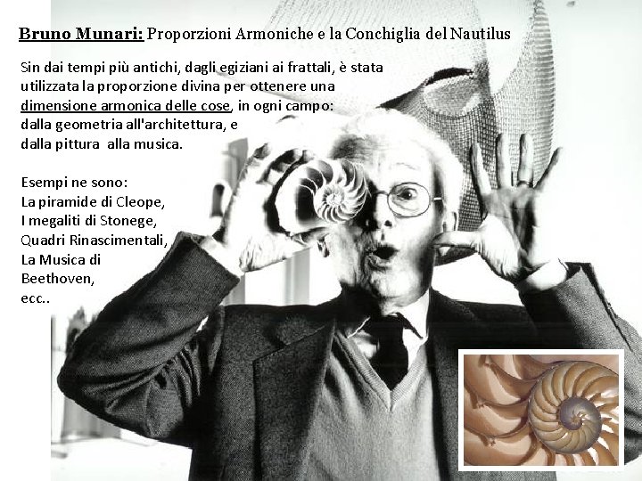 Bruno Munari: Proporzioni Armoniche e la Conchiglia del Nautilus Sin dai tempi più antichi,