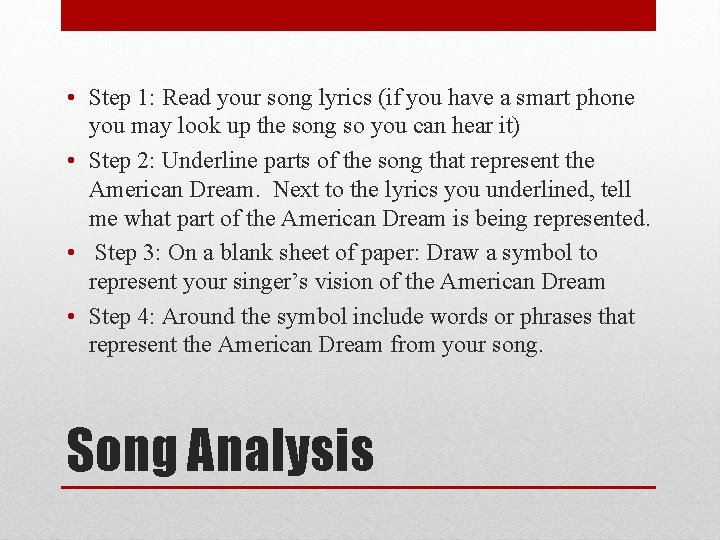 • Step 1: Read your song lyrics (if you have a smart phone • Step 1: Read your song lyrics (if you have a smart phone