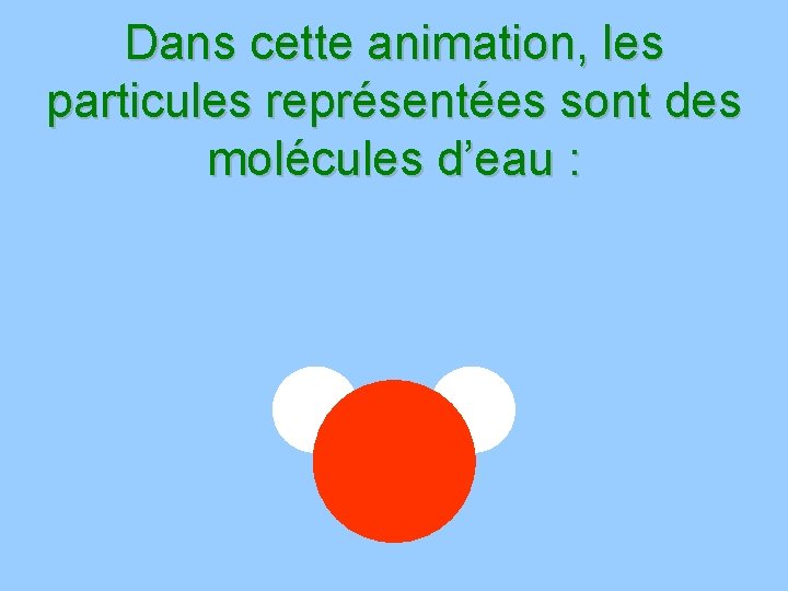 Dans cette animation, les particules représentées sont des molécules d’eau : 