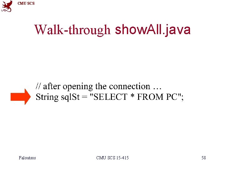 CMU SCS Walk-through show. All. java Faloutsos CMU SCS 15 -415 58 