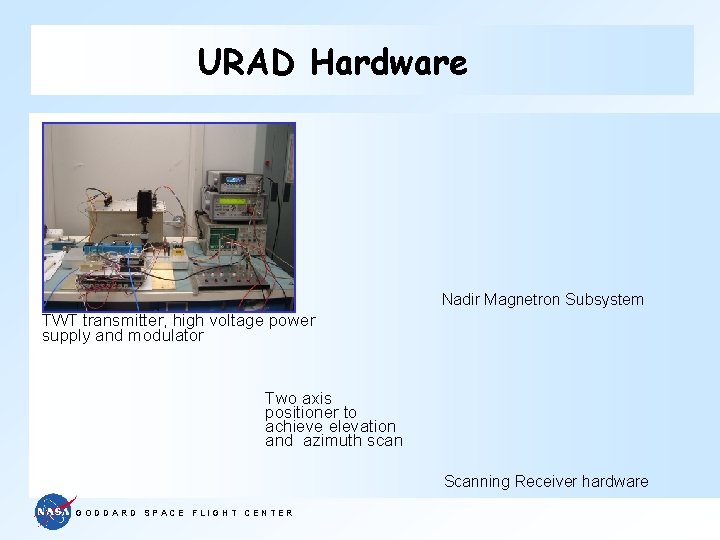 URAD Hardware Nadir Magnetron Subsystem TWT transmitter, high voltage power supply and modulator Two