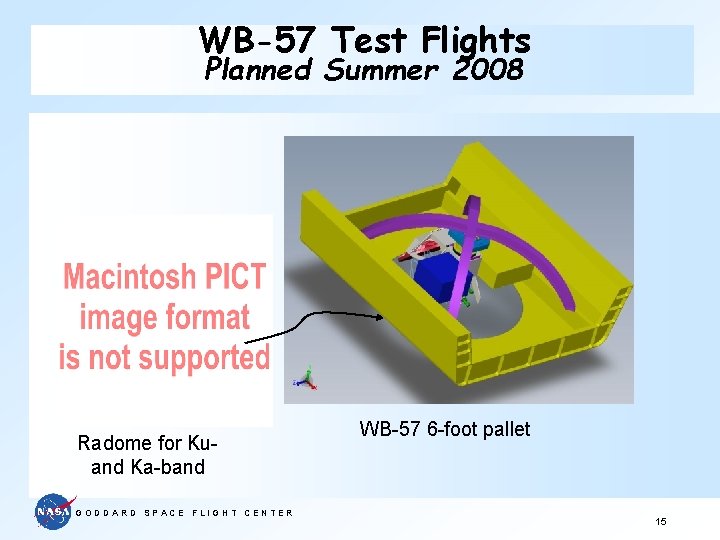 WB-57 Test Flights Planned Summer 2008 Radome for Kuand Ka-band GODDARD SPACE FLIGHT CENTER