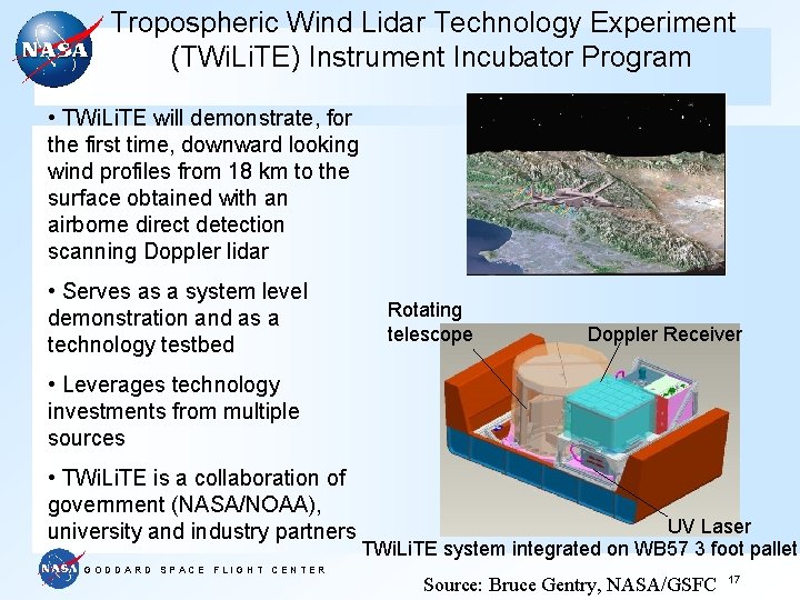 Tropospheric Wind Lidar Technology Experiment (TWi. Li. TE) Instrument Incubator Program • TWi. Li.