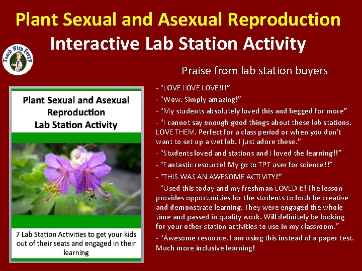 Plant Sexual and Asexual Reproduction Interactive Lab Station Activity Praise from lab station buyers