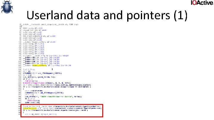 Userland data and pointers (1) 