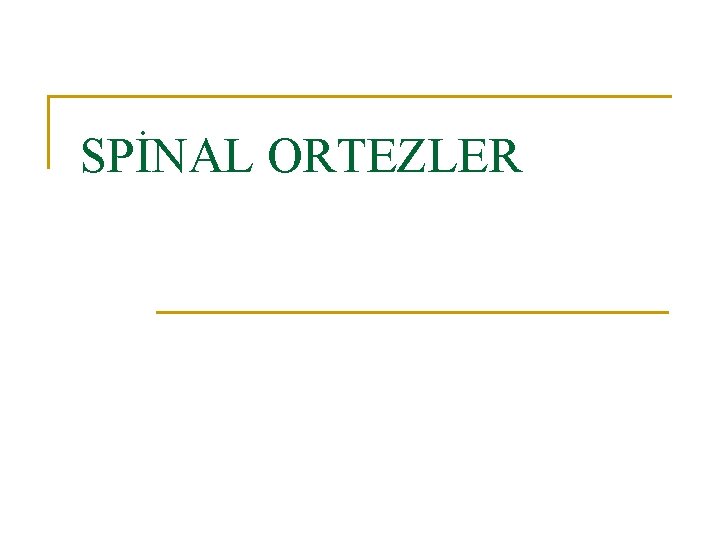 SPİNAL ORTEZLER SPİNAL ORTEZLER