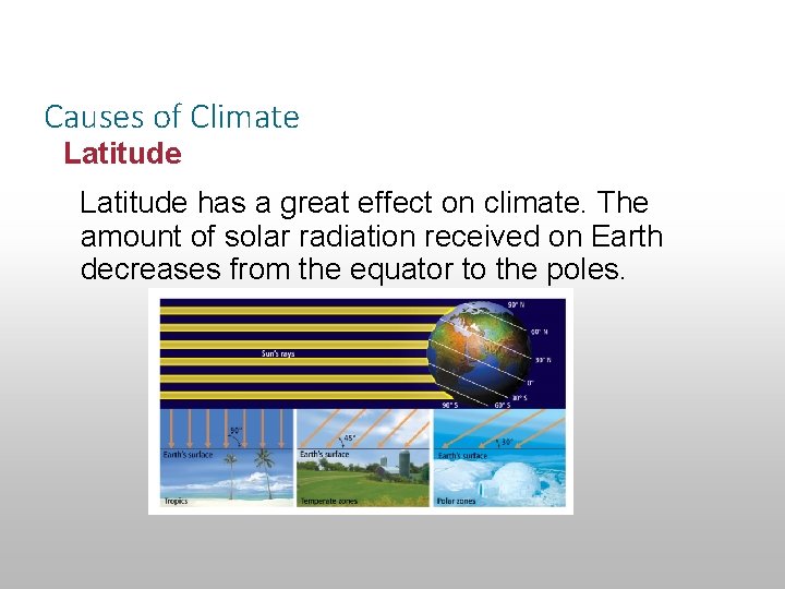 Section 14. 1 Defining Climate Causes of Climate Latitude has a great effect on