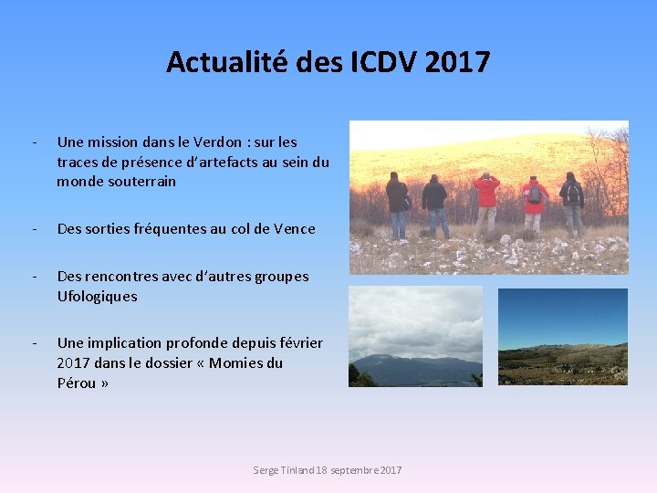 Actualité des ICDV 2017 - Une mission dans le Verdon : sur les traces