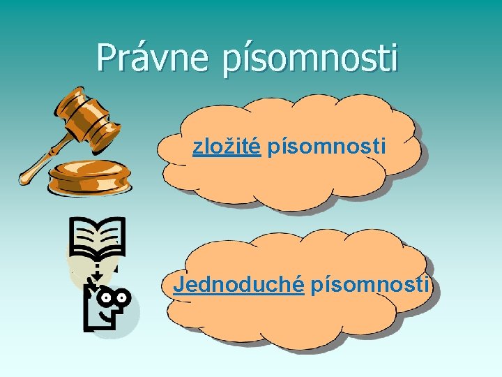 Právne písomnosti zložité písomnosti Jednoduché písomnosti 