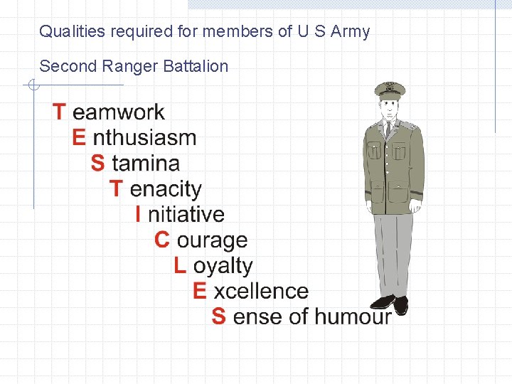 Qualities required for members of U S Army Second Ranger Battalion 