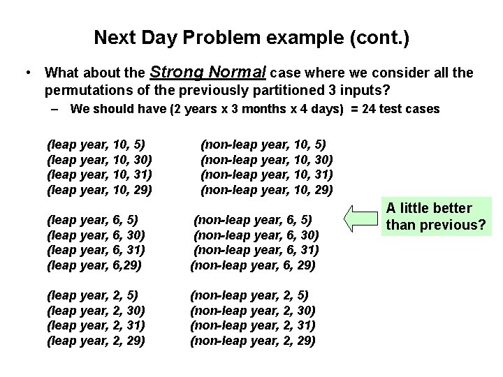 Next Day Problem example (cont. ) • What about the Strong Normal case where