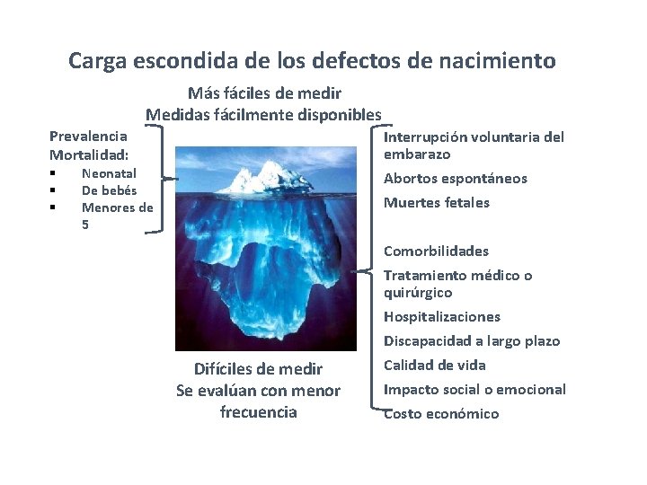 Carga escondida de los defectos de nacimiento Prevalencia Mortalidad: § § § Más fáciles Carga escondida de los defectos de nacimiento Prevalencia Mortalidad: § § § Más fáciles