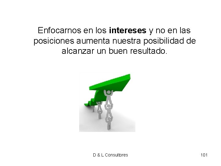 Enfocarnos en los intereses y no en las posiciones aumenta nuestra posibilidad de Enfocarnos en los intereses y no en las posiciones aumenta nuestra posibilidad de