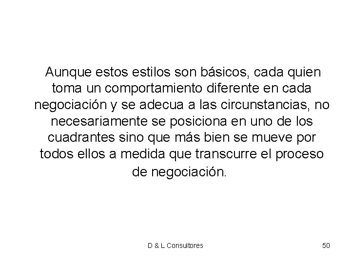 Aunque estos estilos son básicos, cada quien toma un comportamiento diferente en cada Aunque estos estilos son básicos, cada quien toma un comportamiento diferente en cada