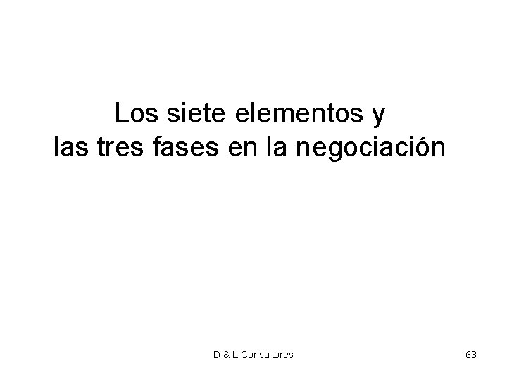 Los siete elementos y las tres fases en la negociación D & L Consultores Los siete elementos y las tres fases en la negociación D & L Consultores