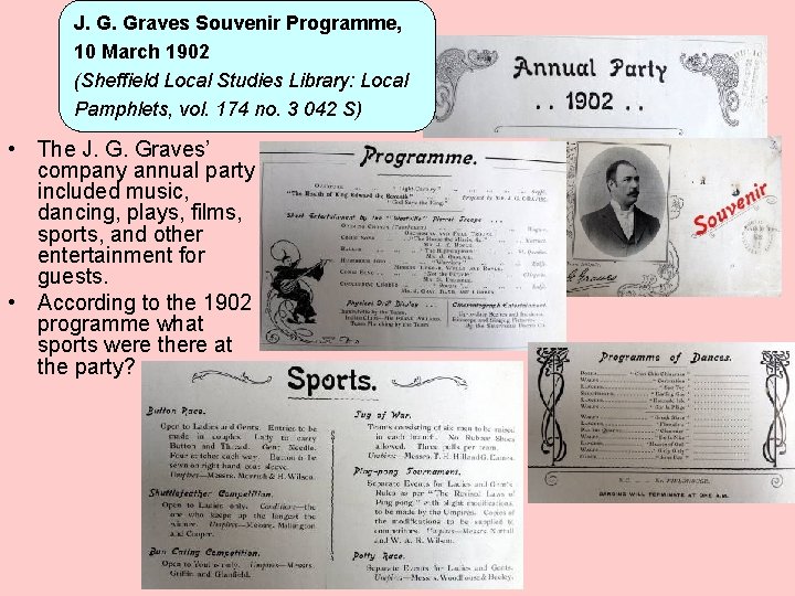 J. G. Graves Souvenir Programme, 10 March 1902 (Sheffield Local Studies Library: Local Pamphlets,