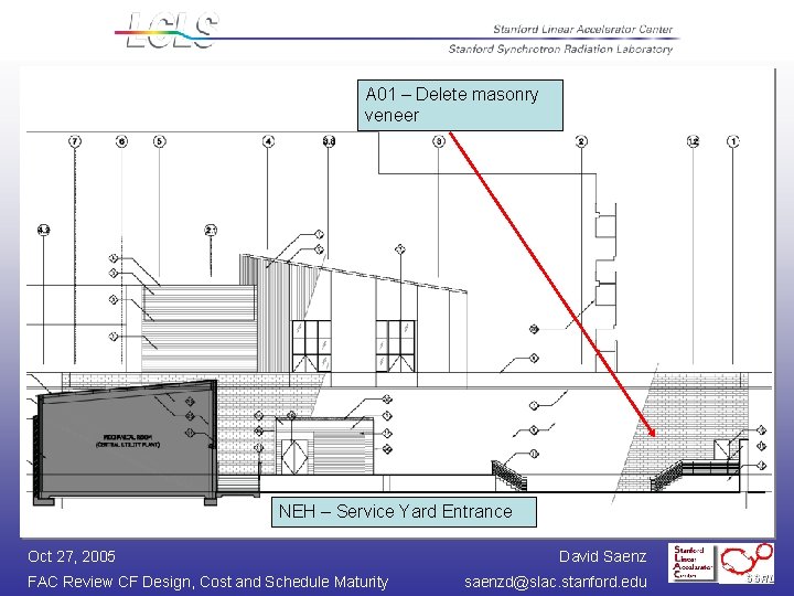 A 01 – Delete masonry veneer NEH – Service Yard Entrance Oct 27, 2005