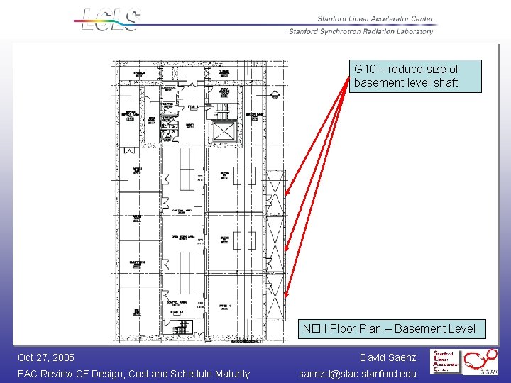 G 10 – reduce size of basement level shaft NEH Floor Plan – Basement