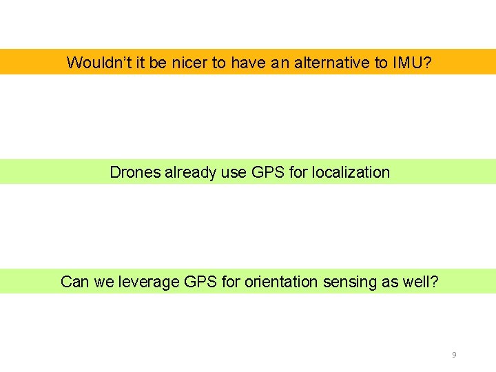 Wouldn’t it be nicer to have an alternative to IMU? Drones already use GPS
