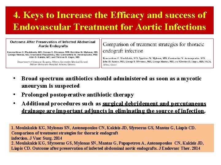 4. Keys to Increase the Efficacy and success of Endovascular Treatment for Aortic Infections