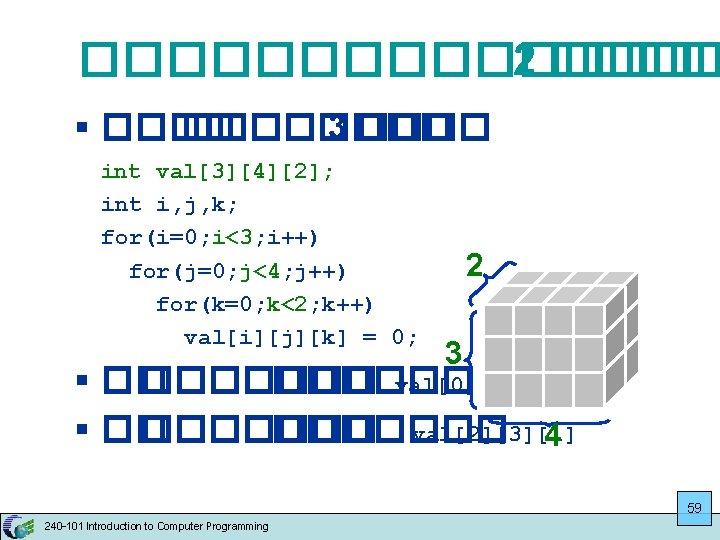 �������� 2 ���� § �������� 3 ���� int val[3][4][2]; int i, j, k; for(i=0;