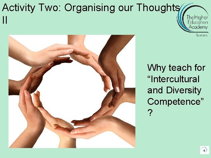 Activity Two: Organising our Thoughts II Why teach for “Intercultural and Diversity Competence” ?