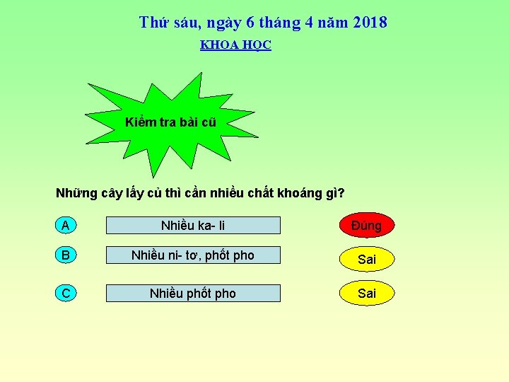 Thứ sáu, ngày 6 tháng 4 năm 2018 KHOA HỌC Kiểm tra bài cũ