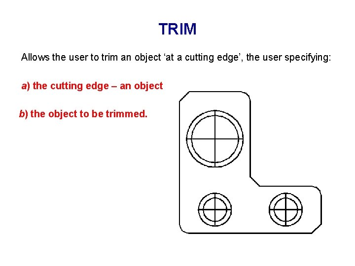 TRIM Allows the user to trim an object ‘at a cutting edge’, the user