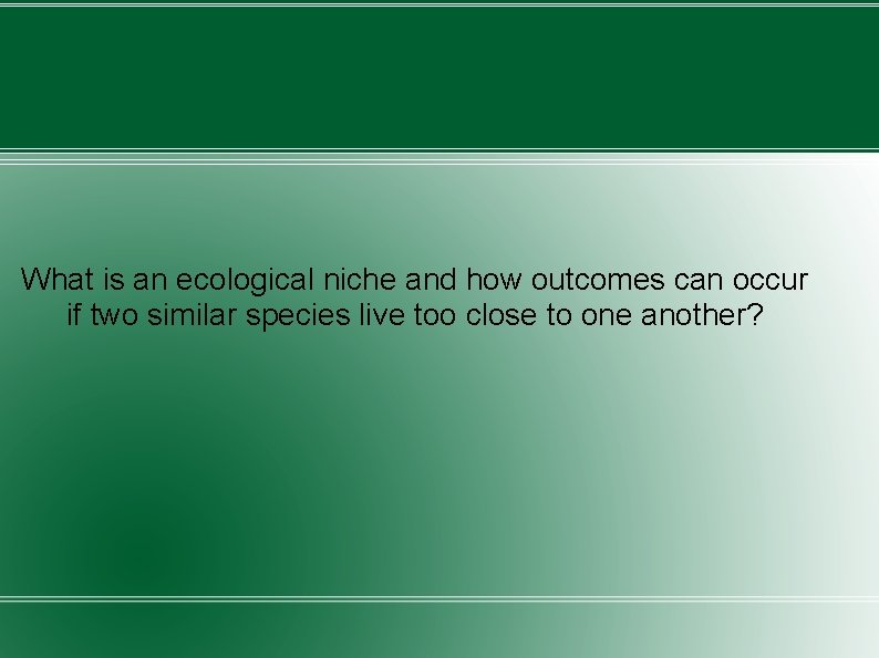What is an ecological niche and how outcomes can occur if two similar species