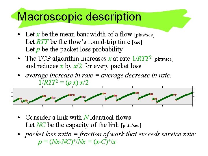 Macroscopic description • Let x be the mean bandwidth of a flow [pkts/sec] Let