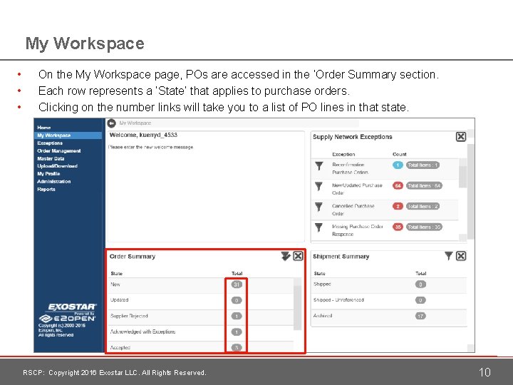 My Workspace • • • On the My Workspace page, POs are accessed in